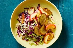 Air Fryer Roasted Potato & Apple with Tangy Cabbage Slaw