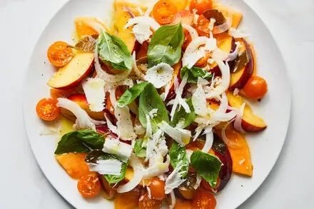 Melon Salad with Nectarines, Tomatoes and Basil