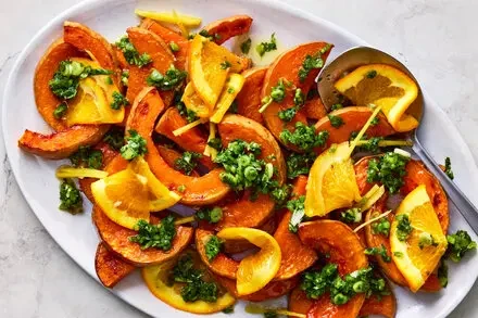 Roasted Butternut Squash Salad With Spicy Scallion Dressing
